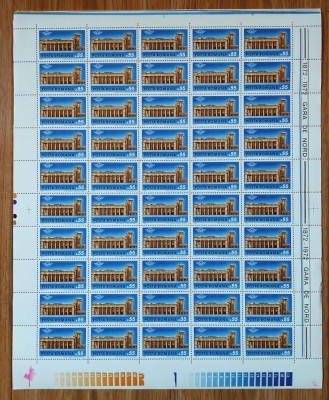 ✅ RO 1972 LP 796 &amp;quot;Centenarul Garii de Nord &amp;quot;, serie in coala completa de 50 , MNH foto