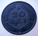 Moneda Romania 20 Lei 1943, Mihai I, Zinc, WWII, KM#62