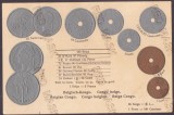 4177 - CONGO BELGIAN, Carte Postala EMBOSATA cu monede - 1 buc., Necirculata, Printata