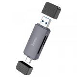 Cititor Card USB / USB-C HOCO HB45, SD - microSD, USB 3.0, Gri