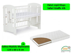 Patut Klups Safari Giraffe Alb + Saltea 8 MyKids MyDreams foto