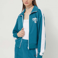 Tommy Jeans bluză femei, culoarea verde, cu model DW0DW17783