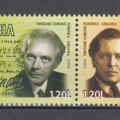 ROMANIA 2006 LP1726 EMISIUNE COMUNA ROM-UNGAR. COMPOZITORI SERIE MNH