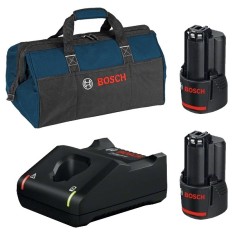 Bosch 1600A019R8 + 1619BZ0100 - Set 2 acumulatori si incarcator Li-Ion 12 V 2 Ah + Geanta textila foto