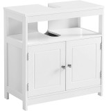VASAGLE Dulap baie 60x30x60 cm, 2 usi, compartiment deschis, stil scandinav, alb mat Household NewTrend