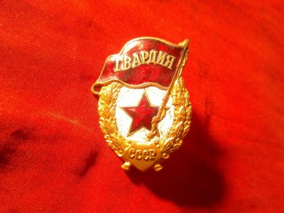 Distinctie - Insigna Militara URSS Granicer - Garda Militara , h=4,7cm (email alb neuniform) foto