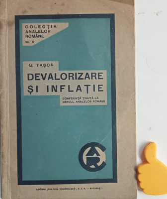 Devalorizare si inflatie G Tasca - 1933 foto