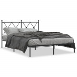 VidaXL Cadru de pat metalic cu tăblie, negru, 135x190 cm