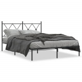 VidaXL Cadru de pat metalic cu tăblie, negru, 140x190 cm 376502