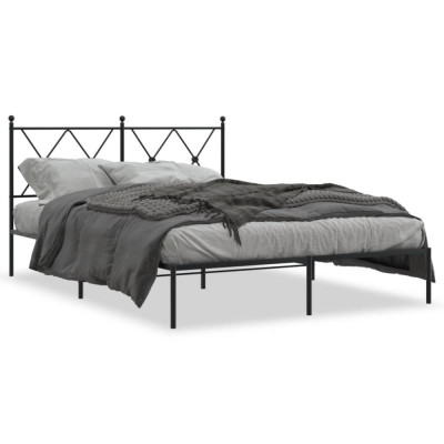 Cadru de pat metalic cu tablie, negru, 140x190 cm GartenMobel Dekor foto