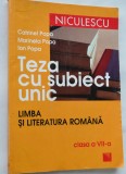Teza cu subiect unic - clasa a VII -a 2007 Niculescu, Clasa 7, Limba Romana