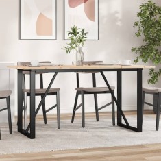 vidaXL Masă de bucătărie, cadru O, 140x80x75cm lemn masiv pin și Oţel
