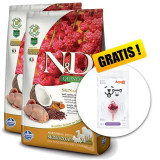 Farmina N&amp;amp;D dog GF QUINOA Skin &amp;amp; Coat, quail 2x7 kg + Arpalit NEO GRATUIT