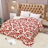 Cumpara ieftin Patura cocolino groasa cu blanita alba 200x230cm,doua fete,crem cu inimioare rosii - F103