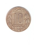 Moneda Africa Centrala 10 francs/franci 1977, stare buna, curata