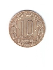 Moneda Africa Centrala 10 francs/franci 1977, stare buna, curata