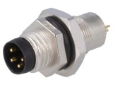 Conector M8 Tată 4 PIN pentru Montare pe Panou cu Piuliță din Spate