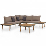 Set mobilier gradina cu perne, 4 piese, maro, lemn acacia GartenMobel Dekor, vidaXL