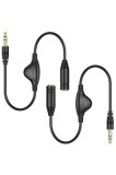 Cablu de prelungire audio stereo, mufă jack 3.5mm cu control volum compatibil pentru telefon, laptop, PC, computer (2 bucăți - 30 cm)