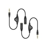 Cablu de prelungire audio stereo, mufă jack 3.5mm cu control volum compatibil pentru telefon, laptop, PC, computer (2 bucăți - 30 cm)