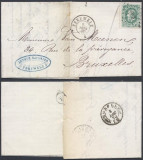 Belgium 1870 Postal History Rare Cover + Content Peruwelz to Brussels D.1052