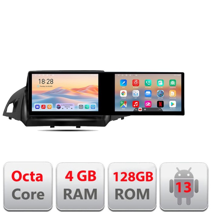 Navigatie Ford Kuga 2013-2017 Kit-362 Edotec 2 ecrane 8 core 4+128 21.6 inch Incell android Wifi 5Ghz gps internet C CarStore Technology