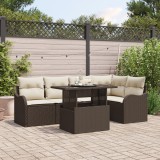 Gossi set de sofa pentru gradina cu perne maro poliratan