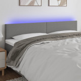 VidaXL Tăblie de pat cu LED, gri &icirc;nchis, 180x5x78/88 cm, textil