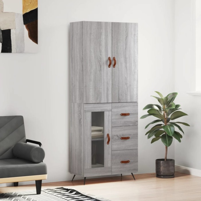 vidaXL Dulap &icirc;nalt, gri sonoma, 69,5x34x180 cm, lemn compozit 3195937