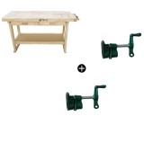 Cumpara ieftin Banc de lucru pentru tamplarie Troy 25924, 1640 x 500 x 820 mm + 2 x Menghina tamplarie extensibila Troy 25049,