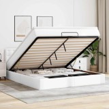 Cumpara ieftin Cadru de pat otoman cu saltea alb 160x200cm piele artificială