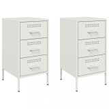 Cumpara ieftin Noptiere, 2 buc., alb, 36x39x68 cm, otel