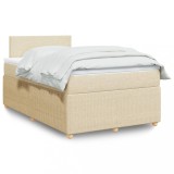 VidaXL Pat box spring cu saltea, crem, 120x200 cm, textil