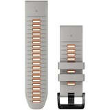 Curea ceas smartwatch Garmin, 26mm, QuickFit, Silicon, Fog Gray/Ember Orange
