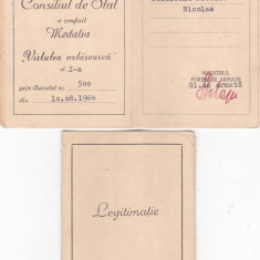 MEDALIE - LEGITIMATIE ,,VIRTUTEA OSTASEASCA CL.I-A." SEMNATA 1964