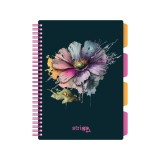 Caiet cu Spirala si Separatoare Strigo Pads Project Book Flori B5, Matematica, Albastru Inchis