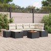 VidaXL Set de canapele pentru grădină cu pernă 7 pcs Negru Rattan poli