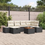 vidaXL Set de canapele pentru grădină cu pernă 7 pcs Negru Rattan poli 3360925