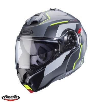 Casca modulabila pentru scuter - motocicleta (flip-up) Caberg model Duke Evo Move L1 SV gun metal (titanium)/negru/galben fluor mat Pinlock ready &amp;ndash; le foto