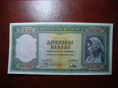 GRECIA 1000 DRAHME 1939 UNC foto