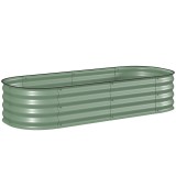 Outsunny Paturi Inaltate Galvanizate pentru Gradina, Cutie Inaltata din Metal cu Margine de Siguranta, pentru Cultivarea Florilor, Ierburilor, Verde