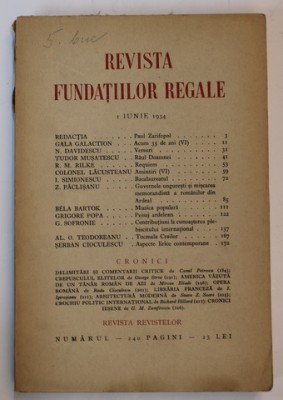 REVISTA FUNDATIILOR REGALE , ANUL I , NR. 6 ,IUNIE , 1934 foto