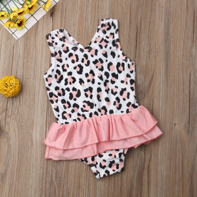 Costum de baie leopard roz cu volan Drool (Marime: 130) foto