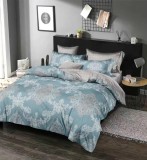 Cumpara ieftin Lenjerie Pat Cloud Sf191, Bumbac, 6 Piese, Fara Elastic, Albastru, Gri