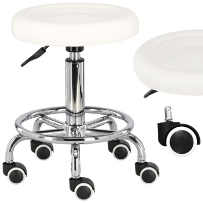 Taburet cosmetic taburet rotund pentru frizer taburet alb foto