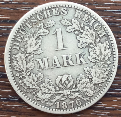 (A343) MONEDA DIN ARGINT GERMANIA - 1 MARK 1876, LIT. A, NECURATATA foto