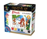 Cumpara ieftin Set 3 puzzle-uri de colorat D-Toys - Color Me, 6/9/16 piese