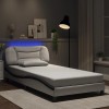 VidaXL Cadru de pat cu lumini LED alb/negru 100x200 cm piele ecologică