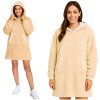 Bluza patura XXL bej cu gluga, moale si calduroasa Ruhhy