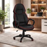 Scaun directorial HM Rubin, piele ecologica, baza metalica, roti cauciuc, 100 kg, negru